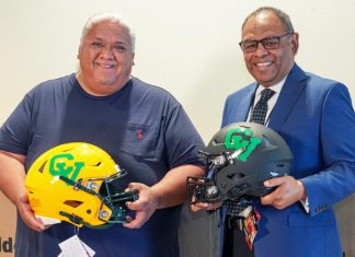 Twenty-Nine Palms Band of Mission Indians Donates Helmets, Uniforms to Coachella Valley Schools Twenty-Nine Palms helmet donation