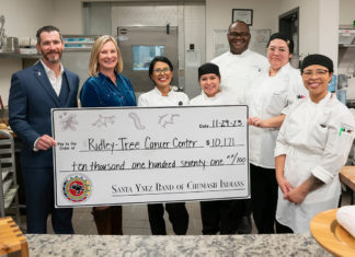Chumash Casino Raises $10,000 for Ridley-Tree Cancer Center Chumash Project Pink 2023 check presentation