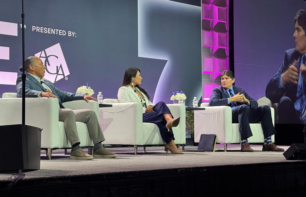 IGA Vice Chairman David Bean, Frances Alvarez, Chairwoman of the Tribal Gaming Protection Network, and Jason Giles, Executive Director of IGA