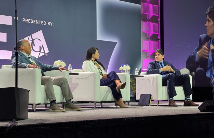 IGA Vice Chairman David Bean, Frances Alvarez, Chairwoman of the Tribal Gaming Protection Network, and Jason Giles, Executive Director of IGA