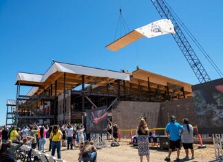 Redding Rancheria Raises Final Beam on Health Village health beam raising_ReddingRancheria_REVG