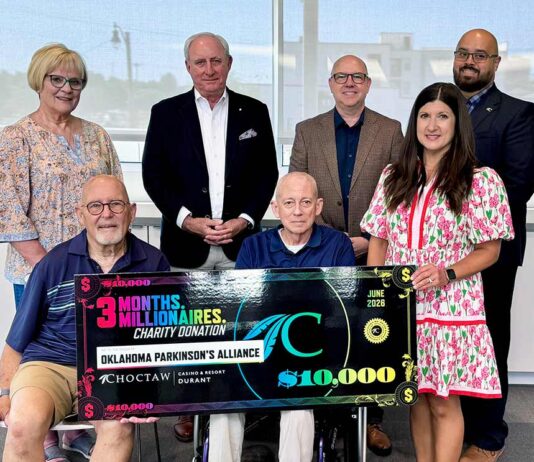 Choctaw Durant Donates $10K to Oklahoma Parkinson’s Alliance Choctaw_Oklahoma Parkinson's Alliance Check_July2026